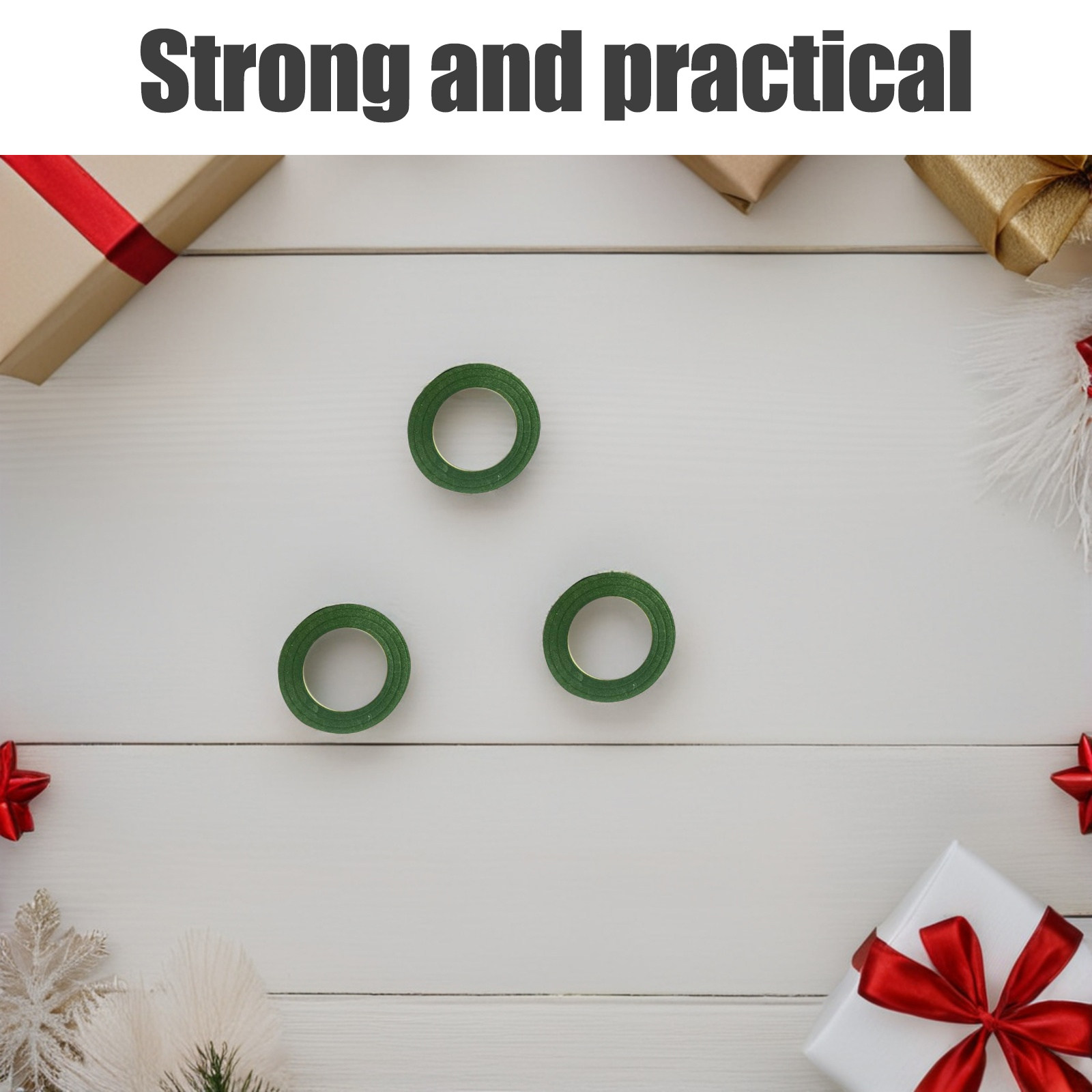 Floral Tape Green - 3 Rotoli di Nastro per Ghirlande,